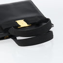 Salvatore Ferragamo Vala Hand Bag Leather Black Gold Auth gh1249-7