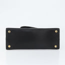 Salvatore Ferragamo Vala Hand Bag Leather Black Gold Auth gh1249-5