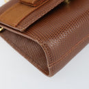 Salvatore Ferragamo Vala Chain Embossed Bag Leather Brown Gold Auth gh1250-11