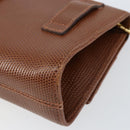 Salvatore Ferragamo Vala Chain Embossed Bag Leather Brown Gold Auth gh1250-12