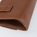 Salvatore Ferragamo Vala Chain Embossed Bag Leather Brown Gold Auth gh1250-13