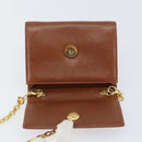 Salvatore Ferragamo Vala Chain Embossed Bag Leather Brown Gold Auth gh1250-15