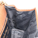 Salvatore Ferragamo Vala Chain Embossed Bag Leather Brown Gold Auth gh1250-18