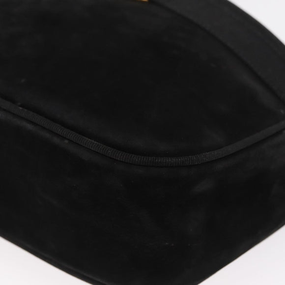 Salvatore Ferragamo Vala Shoulder Bag Suede Black Gold Auth gh1251