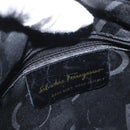 Salvatore Ferragamo Vala Shoulder Bag Suede Black Gold Auth gh1251-16