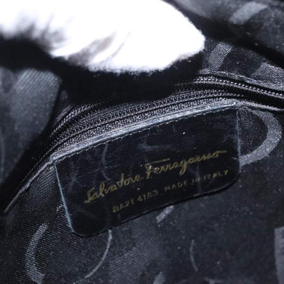 Salvatore Ferragamo Vala Shoulder Bag Suede Black Gold Auth gh1251