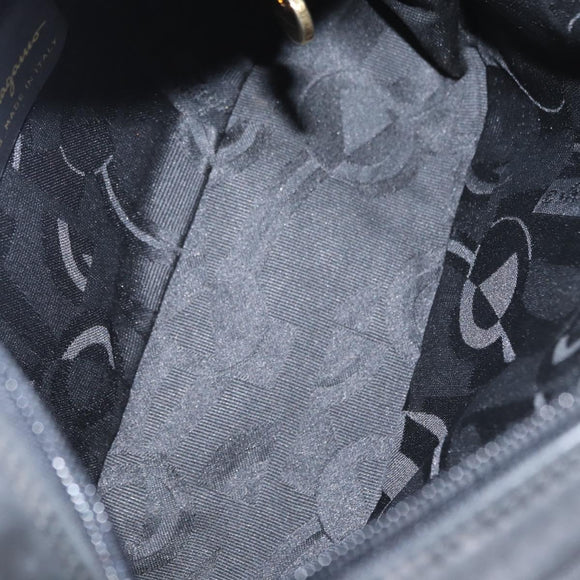 Salvatore Ferragamo Vala Shoulder Bag Suede Black Gold Auth gh1251