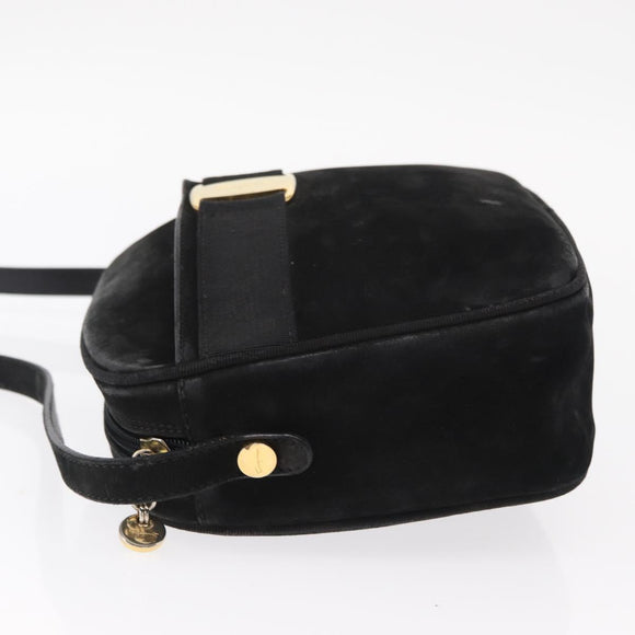 Salvatore Ferragamo Vala Shoulder Bag Suede Black Gold Auth gh1251