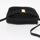 Salvatore Ferragamo Vala Shoulder Bag Suede Black Gold Auth gh1251-6