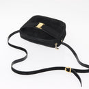 Salvatore Ferragamo Vala Shoulder Bag Suede Black Gold Auth gh1251-7