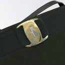 Salvatore Ferragamo Vala Shoulder Bag Suede Khaki Gold Auth gh1252-10