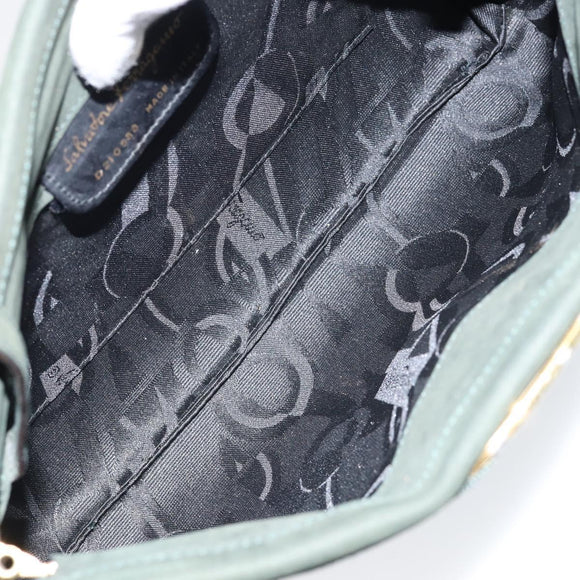 Salvatore Ferragamo Vala Shoulder Bag Suede Khaki Gold Auth gh1252