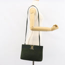 Salvatore Ferragamo Vala Shoulder Bag Suede Khaki Gold Auth gh1252-20