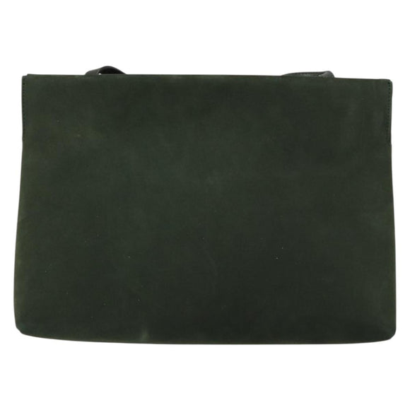 Salvatore Ferragamo Vala Shoulder Bag Suede Khaki Gold Auth gh1252