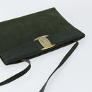 Salvatore Ferragamo Vala Shoulder Bag Suede Khaki Gold Auth gh1252-6