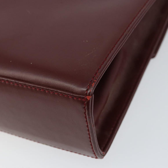 Salvatore Ferragamo Gancini Chain Shoulder Bag Leather Bordeaux Gold Auth gh1253