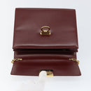 Salvatore Ferragamo Gancini Chain Shoulder Bag Leather Bordeaux Gold Auth gh1253-15