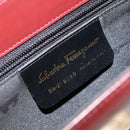 Salvatore Ferragamo Gancini Chain Shoulder Bag Leather Bordeaux Gold Auth gh1253-16