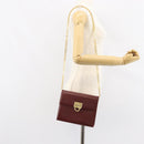 Salvatore Ferragamo Gancini Chain Shoulder Bag Leather Bordeaux Gold Auth gh1253-22