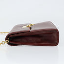 Salvatore Ferragamo Gancini Chain Shoulder Bag Leather Bordeaux Gold Auth gh1253-5