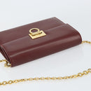 Salvatore Ferragamo Gancini Chain Shoulder Bag Leather Bordeaux Gold Auth gh1253-6