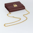 Salvatore Ferragamo Gancini Chain Shoulder Bag Leather Bordeaux Gold Auth gh1253-7