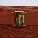 Salvatore Ferragamo Embossing Vala Tote Bag Leather Brown Gold Auth gh1259-14