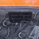 Salvatore Ferragamo Embossing Vala Tote Bag Leather Brown Gold Auth gh1259-15