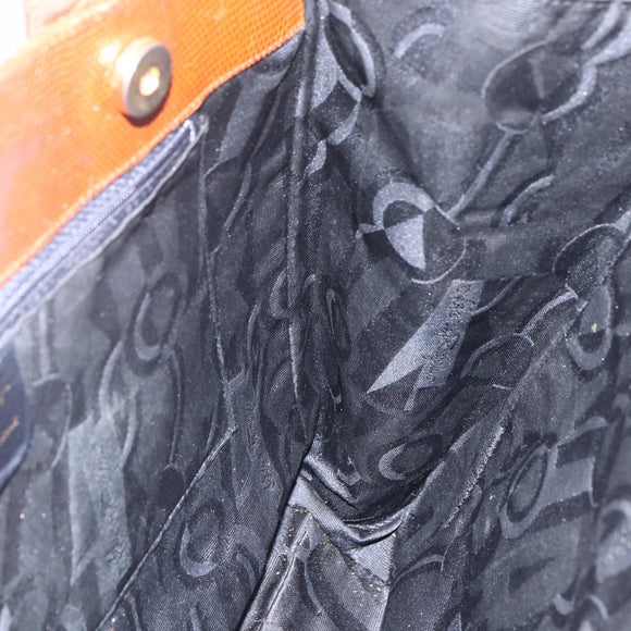 Salvatore Ferragamo Embossing Vala Tote Bag Leather Brown Gold Auth gh1259