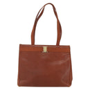 Salvatore Ferragamo Embossing Vala Tote Bag Leather Brown Gold Auth gh1259-2