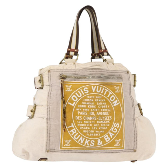 LOUIS VUITTON Cruise Line Globe Shopper GM Bag Canvas Beige M95110 Auth gh1261