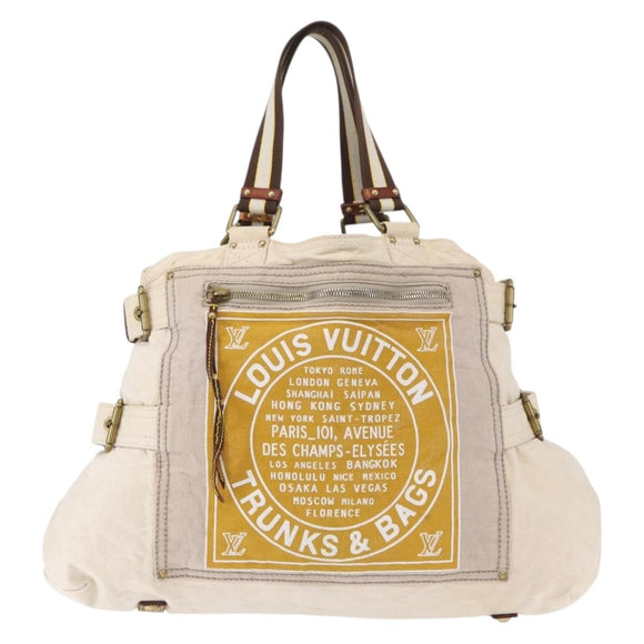LOUIS VUITTON Cruise Line Globe Shopper GM Bag Canvas Beige M95110 Auth gh1261