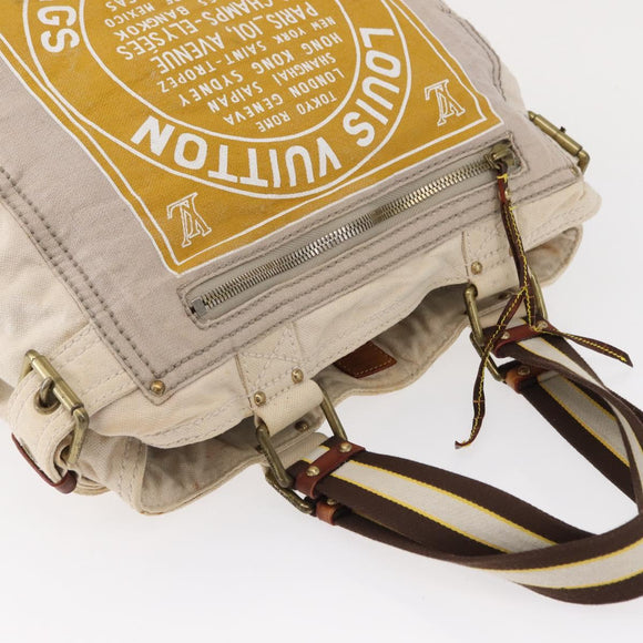LOUIS VUITTON Cruise Line Globe Shopper GM Bag Canvas Beige M95110 Auth gh1261