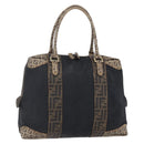 FENDI Zucca Canvas Zucchino Canvas Hand Bag Black Brown Auth gh1262-1