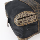 FENDI Zucca Canvas Zucchino Canvas Hand Bag Black Brown Auth gh1262-14