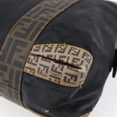 FENDI Zucca Canvas Zucchino Canvas Hand Bag Black Brown Auth gh1262-15