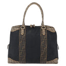 FENDI Zucca Canvas Zucchino Canvas Hand Bag Black Brown Auth gh1262-13