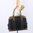 FENDI Zucca Canvas Zucchino Canvas Hand Bag Black Brown Auth gh1262-20