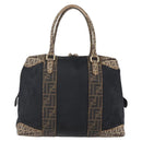 FENDI Zucca Canvas Zucchino Canvas Hand Bag Black Brown Auth gh1262-2