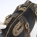 FENDI Zucca Canvas Zucchino Canvas Hand Bag Black Brown Auth gh1262-6