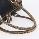 FENDI Zucca Canvas Zucchino Canvas Hand Bag Black Brown Auth gh1262-7