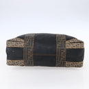 FENDI Zucca Canvas Zucchino Canvas Hand Bag Black Brown Auth gh1262-5