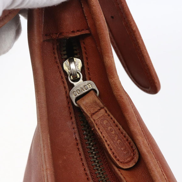 Coach Shoulder Bag Leather Brown Gold Auth gh1263