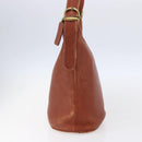 Coach Shoulder Bag Leather Brown Gold Auth gh1263-5