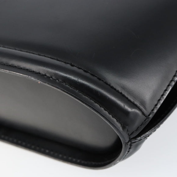 BALLY Hand Bag Leather Black Gold Auth gh1264