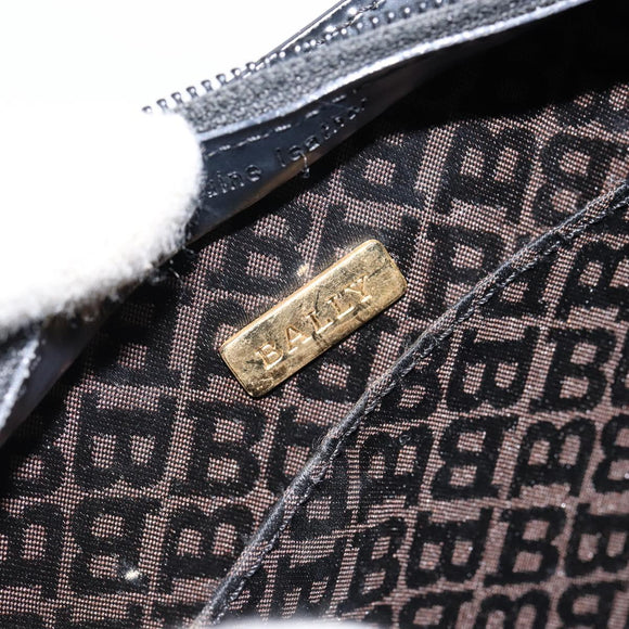 BALLY Hand Bag Leather Black Gold Auth gh1264
