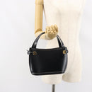 BALLY Hand Bag Leather Black Gold Auth gh1264-23