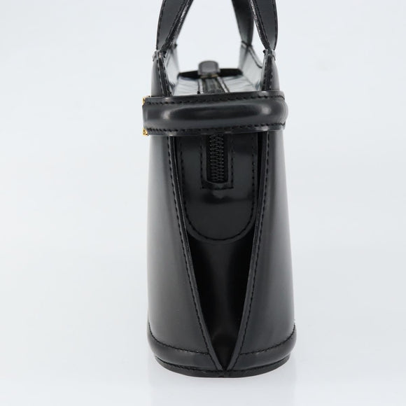 BALLY Hand Bag Leather Black Gold Auth gh1264