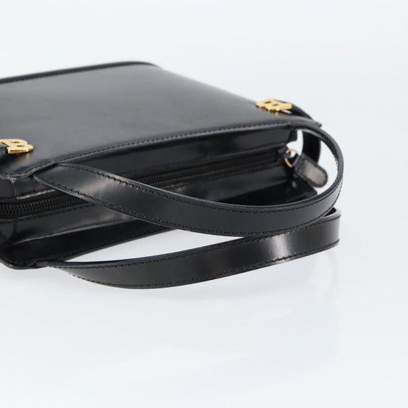 BALLY Hand Bag Leather Black Gold Auth gh1264