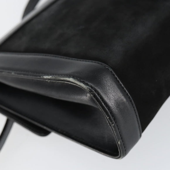 Salvatore Ferragamo Gancini Shoulder Bag Leather Black Gold Auth gh1266